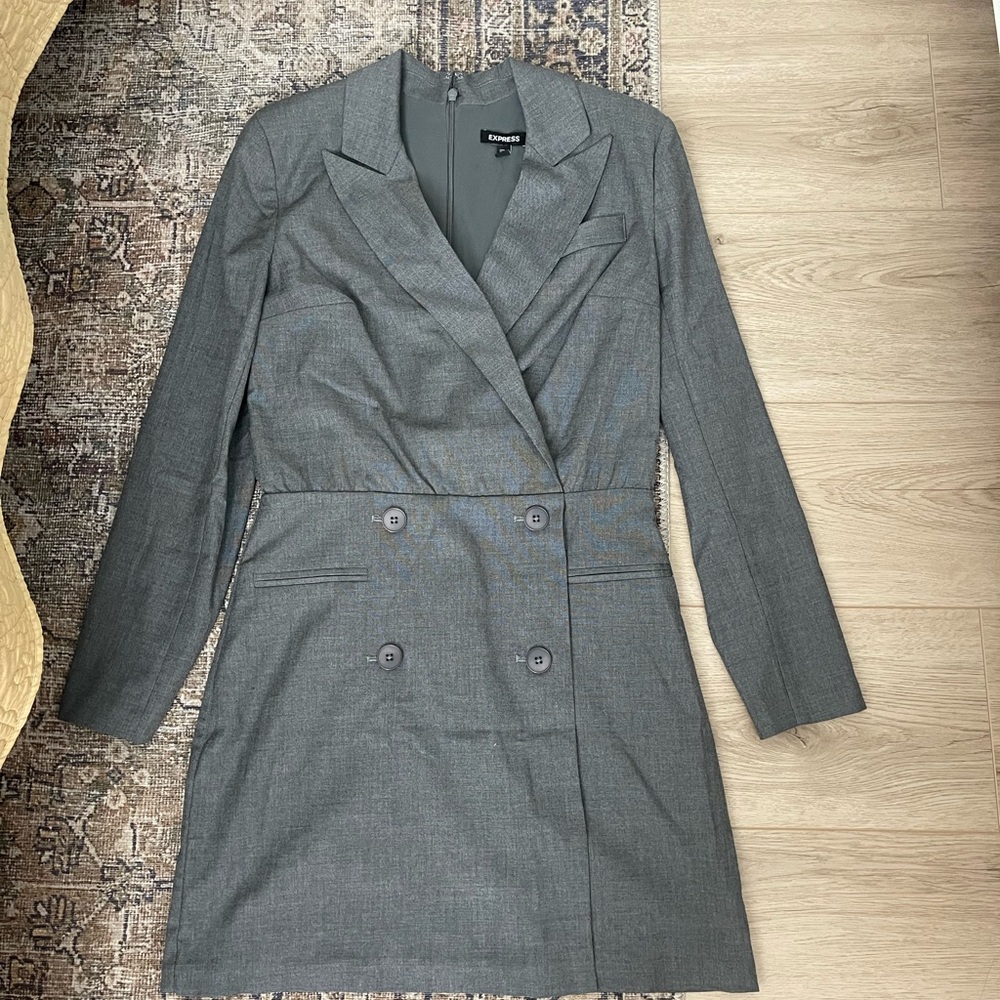 Gray Double-Breasted Women's Blazer